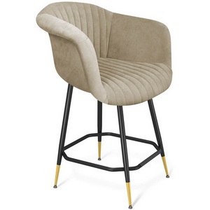 Изображение товара Стул полубарный Sheffilton SHT-ST31-C1/S148-1 ванильный крем/черный муар/золото 8508266602