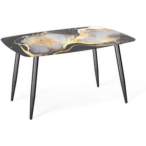 Изображение товара Стол на 4 персоны Sheffilton SHT-TU14/TT32 118/77 стекло/МДФ черный муар/черный алмаз (прямоугольная столешница, 4 ножки)