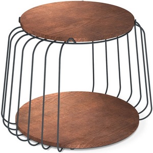 Изображение товара Столик журнальный с полкой Sheffilton SHT-CT70 кариф/антрацит (круглая столешница)