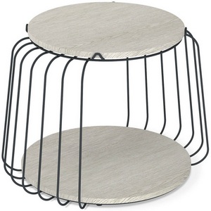 Изображение товара Столик журнальный с полкой Sheffilton SHT-CT70 онтарио/антрацит (круглая столешница)