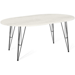 Изображение товара Стол SHT-TU10/120-80 МДФ овальный черный муар/бетон крем Sheffilton SHT-TU10 9080924301 (овальная столешница, 4 ножки)