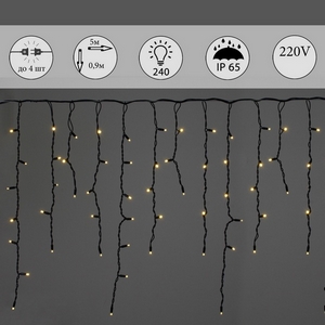 Изображение товара Гирлянда светодиодная Бахрома 5х0,9м 240LED IP65 Sneha A-518 WW