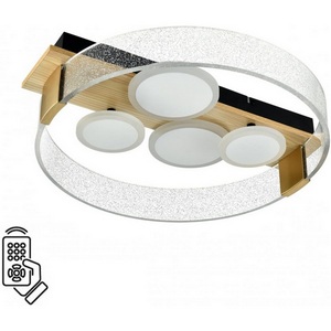 Изображение товара Потолочный светильник Sonex Spots 7742/40L металл/акрил/МДФ/белый/под дерево/прозрачный/черный LED 40Вт 3000-6000К 470x420 пульт ДУ