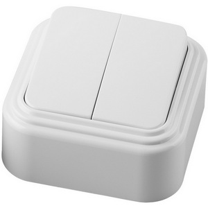 Изображение товара Выключатель накладной двухклавишный (белый) Stekker Брест 32744