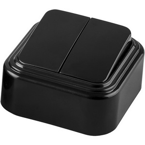 Изображение товара Выключатель накладной двухклавишный (черный) Stekker Брест 32745