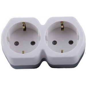 Изображение товара Разветвитель на 2 гнезда с заземлением (белый,серый) Stekker 32870