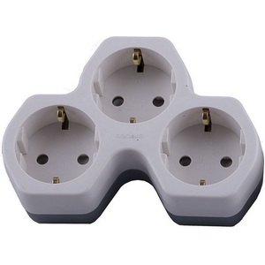 Изображение товара Разветвитель на 3 гнезда с заземлением (белый,серый) Stekker 32871