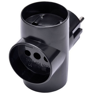 Изображение товара Разветвительна 3 гнезда без заземления (черный) Stekker 39001