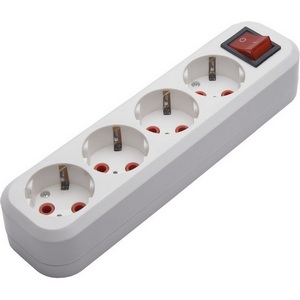 Изображение товара Розеточный блок 4-х местный с заземлением и выключателем Stekker Бруна 39015