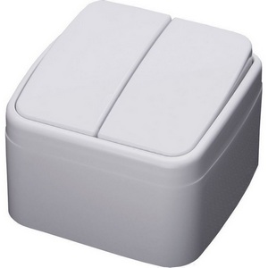 Изображение товара Выключатель накладной двухклавишный (белый) Stekker Basic 39032