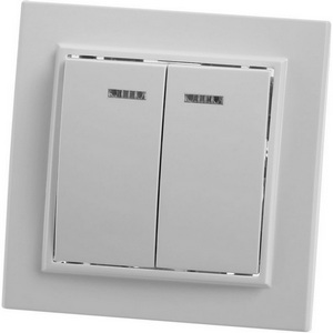 Изображение товара Выключатель встраиваемый двухклавишный с подсветкой (белый) Stekker Эрна 39042
