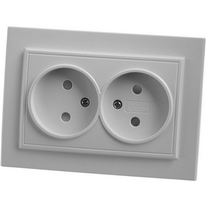 Изображение товара Розетка встраиваемая двойная без заземления со шторками (белый) Stekker Эрна 39053