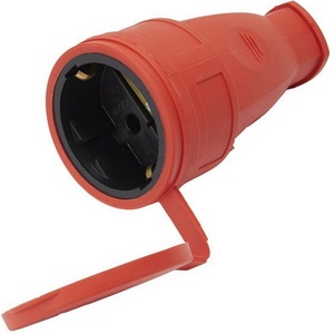 Изображение товара Розетка с заземлением и крышкой (красный) IP44 Stekker Одри 39195