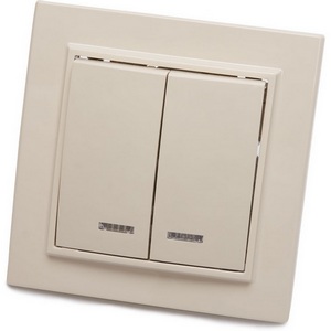Изображение товара Выключатель встраиваемый двухклавишный с подсветкой (слоновая кость) Stekker Эрна 39229