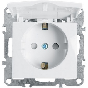 Изображение товара Розетка встраиваемая с заземлением защитной крышкой и шторками (белый) Stekker Эрна 39319
