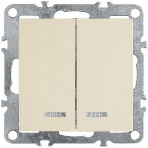 Изображение товара Выключатель встраиваемый двухклавишный с подсветкой (слоновая кость) Stekker Эрна 39321