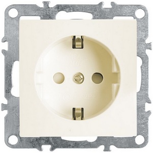 Изображение товара Розетка встраиваемая с заземлением и шторками (слоновая кость) Stekker Эрна 39328