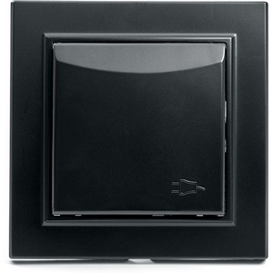 Изображение товара Розетка встраиваемая с заземлением защитной крышкой и шторками (черный) IP44 Stekker Эрна 39481