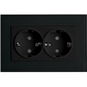 Изображение товара Розетка встраиваемая двойная с заземлением и шторками (черный) Stekker Эрна 39482