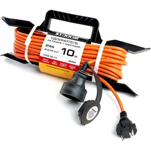 Изображение товара Удлинитель одноместный без заземления 10 метров на рамке Stekker Home 39490