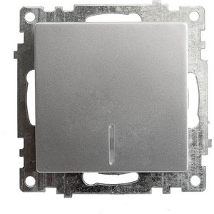 Изображение товара Выключатель встраиваемый одноклавишный с подсветкой (серебро) Stekker Катрин 39577
