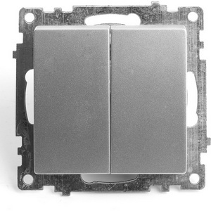 Изображение товара Выключатель встраиваемый двухклавишный (серебро) Stekker Катрин 39578