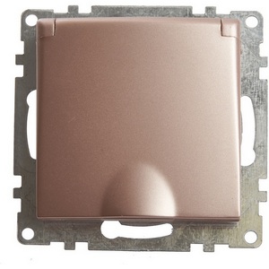 Изображение товара Розетка встраиваемая с заземлением защитной крышкой и шторками (шампань) Stekker Катрин 39594