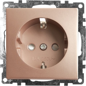 Изображение товара Розетка встраиваемая с заземлением и шторками (шампань) Stekker Катрин 39596