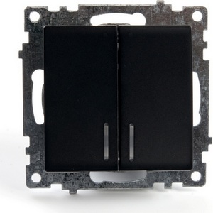 Изображение товара Выключатель встраиваемый двухклавишный с подсветкой (черный) Stekker Катрин 39607