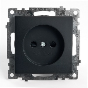 Изображение товара Розетка встраиваемая без заземления со шторками (черный) Stekker Катрин 39609