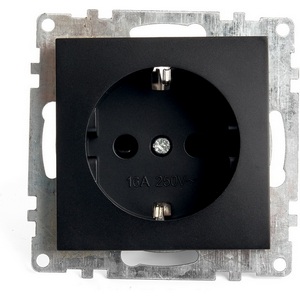 Изображение товара Розетка встраиваемая с заземлением и шторками (черный) Stekker Катрин 39610