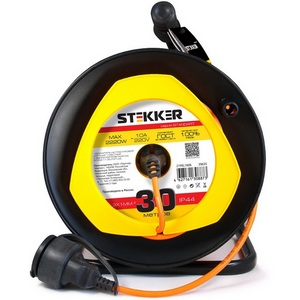 Изображение товара Удлинитель одноместный с заземлением 30 метров на пластиковой катушк IP44 Stekker Standart 39635