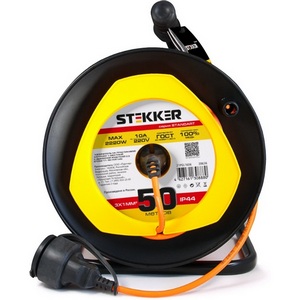 Изображение товара Удлинитель одноместный с заземлением 50 метров на пластиковой катушк IP44 Stekker Standart 39636