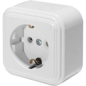 Изображение товара Розетка накладная с заземлением (белый) Stekker Брест 39689