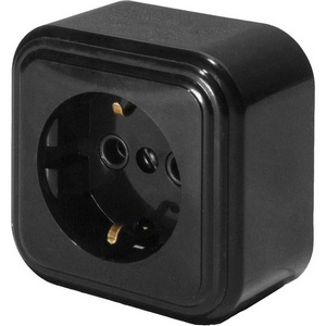 Изображение товара Розетка накладная с заземлением (черный) Stekker Брест 39690