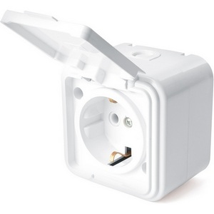 Изображение товара Розетка накладная без заземления с защитной крышкой (белый) IP44 Stekker Брест 39691