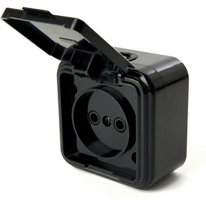 Изображение товара Розетка накладная без заземления (черный) IP44 Stekker Брест 39692