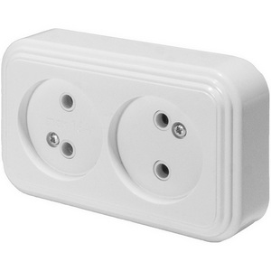 Изображение товара Розетка накладная двойная без заземления (белый) Stekker Брест 39693