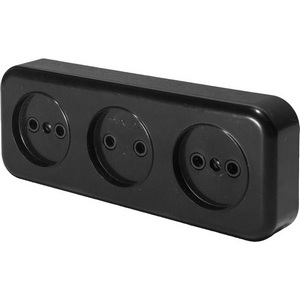 Изображение товара Розетка накладная тройная без заземления (черный) Stekker Брест 39700