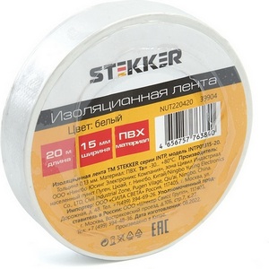 Изображение товара Изолента 013х15мм 20м белая Stekker 39904