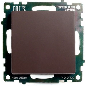 Изображение товара Переключатель встраиваемый одноклавишный (коричневый) Stekker Катрин 49018