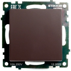 Изображение товара Выключатель встраиваемый одноклавишный (коричневый) Stekker Катрин 49020