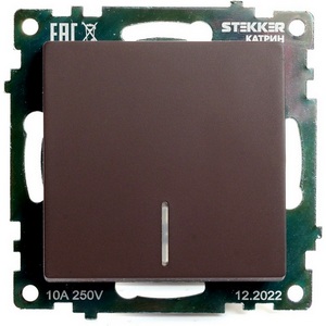 Изображение товара Выключатель встраиваемый одноклавишный с подсветкой (коричневый) Stekker Катрин 49022