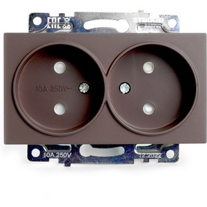 Изображение товара Розетка встраиваемая двойная без заземления со шторками (коричневый) Stekker Катрин 49026