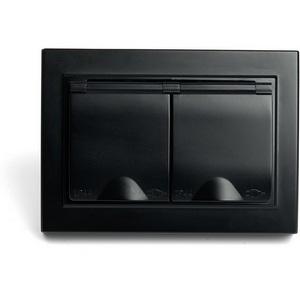 Изображение товара Розетка встраиваемая двойная с заземлением и защитной крышкой (черный) IP44 Stekker Эрна 49138