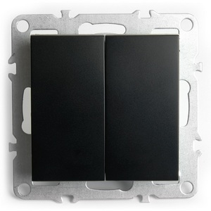 Изображение товара Выключатель встраиваемый двухклавишный (черный) Stekker Эрна 49149