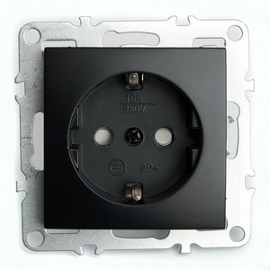 Изображение товара Розетка встраиваемая с заземлением и шторками (черный) Stekker Эрна 49154