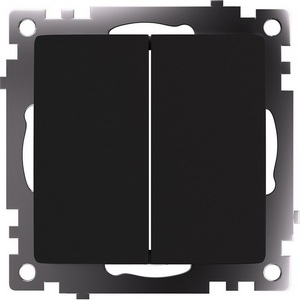 Изображение товара Переключатель встраиваемый двухклавишный (черный) Stekker Катрин 49167