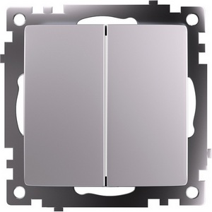 Изображение товара Переключатель встраиваемый двухклавишный (серебро) Stekker Катрин 49168