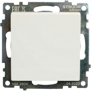 Изображение товара Переключатель встраиваемый одноклавишный перекрестный (белый) Stekker Катрин 49176